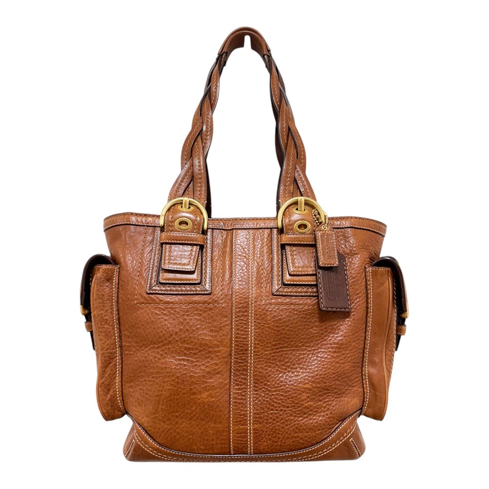 Coach Soho Mia Tote Leather Cognac Brown Braided Shoulder Bag 10049